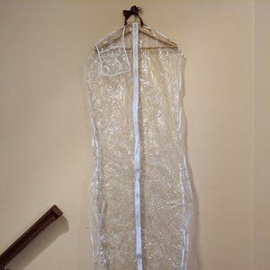 Set of Four Transparent Plastic Gusseted Garment Bags with Zipper and Pocket